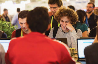 SC attendees at registration desk